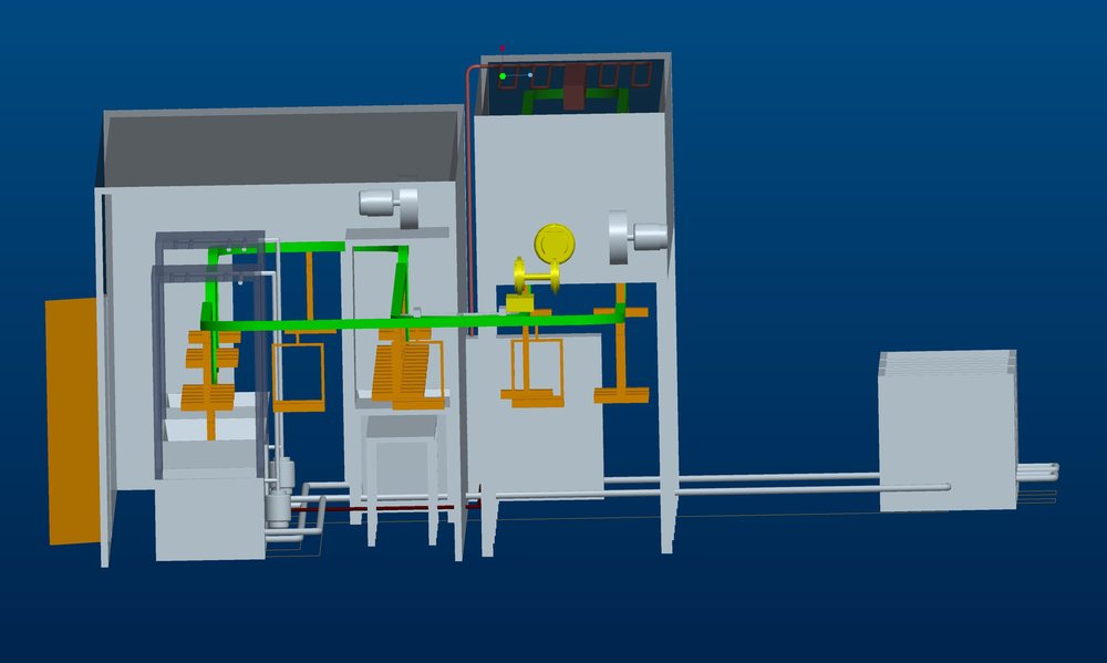 3D engineering CAD model of a Kelinda ultrasonic cleaning line